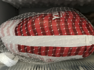 frozen turkey in freezer